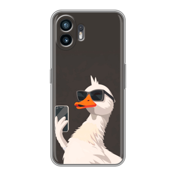Силиконовый чехол на Nothing Phone (2) с принтом утка в очках Силиконовый чехол на Nothing Phone (2) с принтом утка в очках