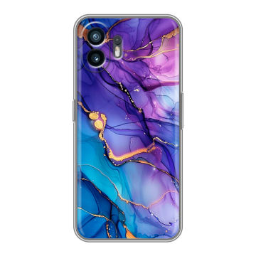 Силиконовый чехол на Nothing Phone (2) с принтом синий мрамор