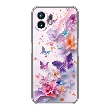 Силиконовый чехол на Nothing Phone (2) с принтом цветы бабочки
