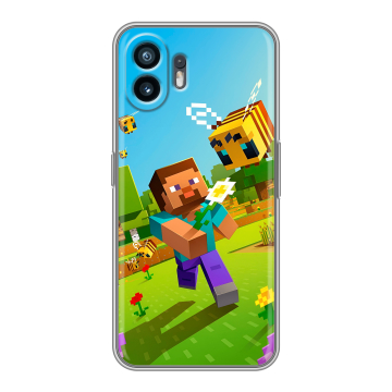 Силиконовый чехол на Nothing Phone (2) с принтом Майнкрафт Minecraft