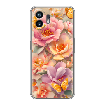 Силиконовый чехол на Nothing Phone (2) с принтом Цветы и бабочки Силиконовый чехол на Nothing Phone (2) с принтом Цветы и бабочки