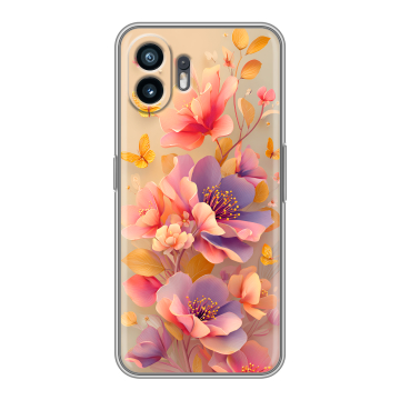 Силиконовый чехол на Nothing Phone (2) с принтом Цветы и бабочки
