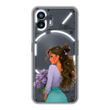 Силиконовый чехол на Nothing Phone (2) с принтом девушка цветы