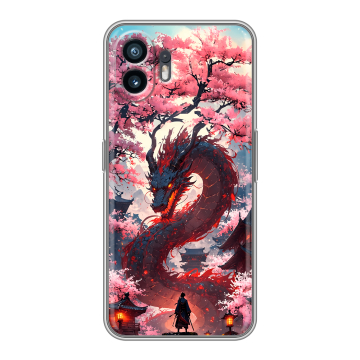 Силиконовый чехол на Nothing Phone (2) с принтом Дракон Японский Силиконовый чехол на Nothing Phone (2) с принтом Дракон Японский