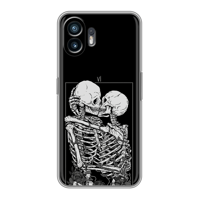 Силиконовый чехол на Nothing Phone (2) с принтом Поцелуй скелетов Силиконовый чехол на Nothing Phone (2) с принтом Поцелуй скелетов
