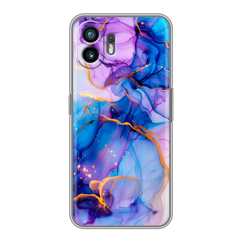 Силиконовый чехол на Nothing Phone (2) с принтом синий мрамор Силиконовый чехол на Nothing Phone (2) с принтом синий мрамор