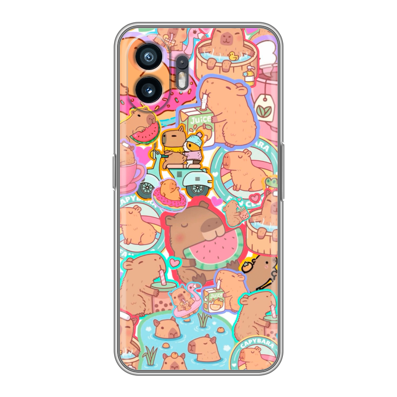 Силиконовый чехол на Nothing Phone (2) с принтом капибары Силиконовый чехол на Nothing Phone (2) с принтом капибары