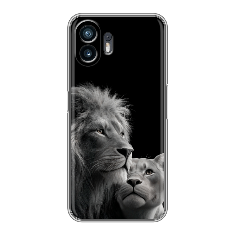 Силиконовый противоударный чехол на Nothing Phone (2) с принтом Лев кошки Силиконовый противоударный чехол на Nothing Phone (2) с принтом Лев кошки