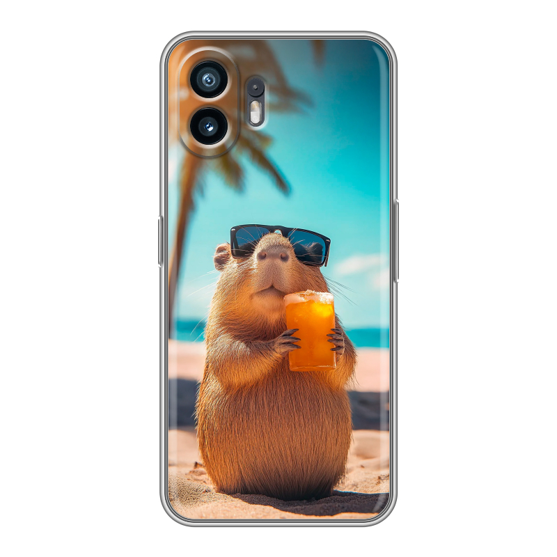 Силиконовый противоударный чехол на Nothing Phone (2) с принтом Капибара Силиконовый противоударный чехол на Nothing Phone (2) с принтом Капибара