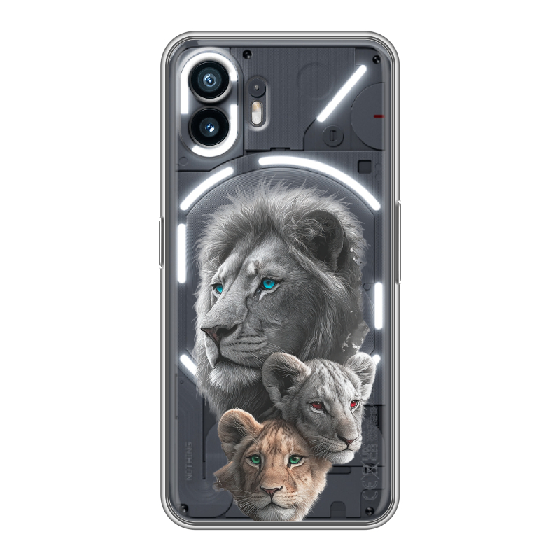 Силиконовый чехол на Nothing Phone (2) с принтом Львы Силиконовый чехол на Nothing Phone (2) с принтом Львы