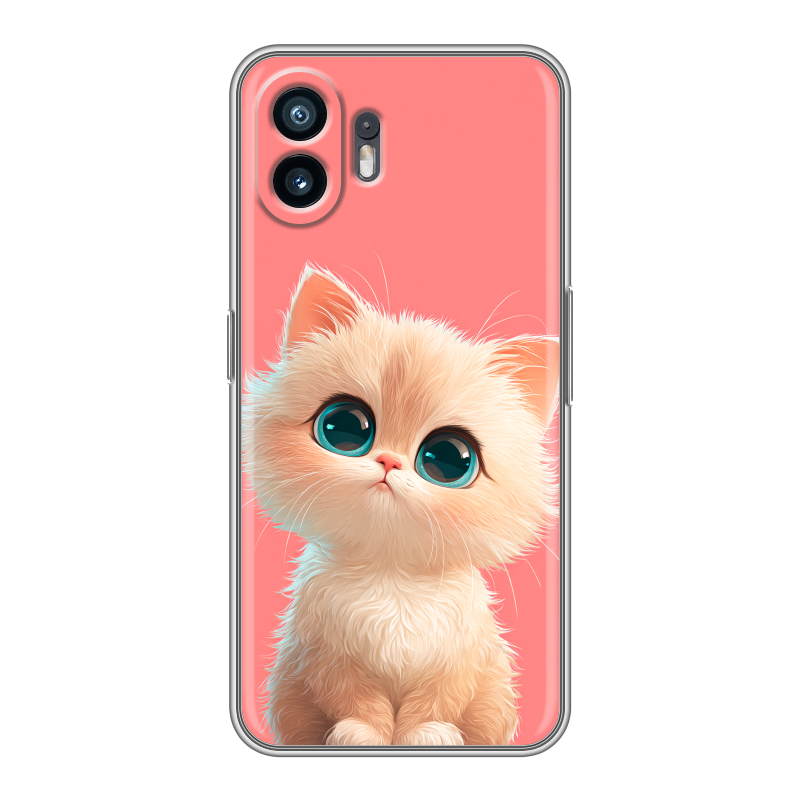 Силиконовый чехол на Nothing Phone (2) с принтом Розовый котенок Силиконовый чехол на Nothing Phone (2) с принтом Розовый котенок