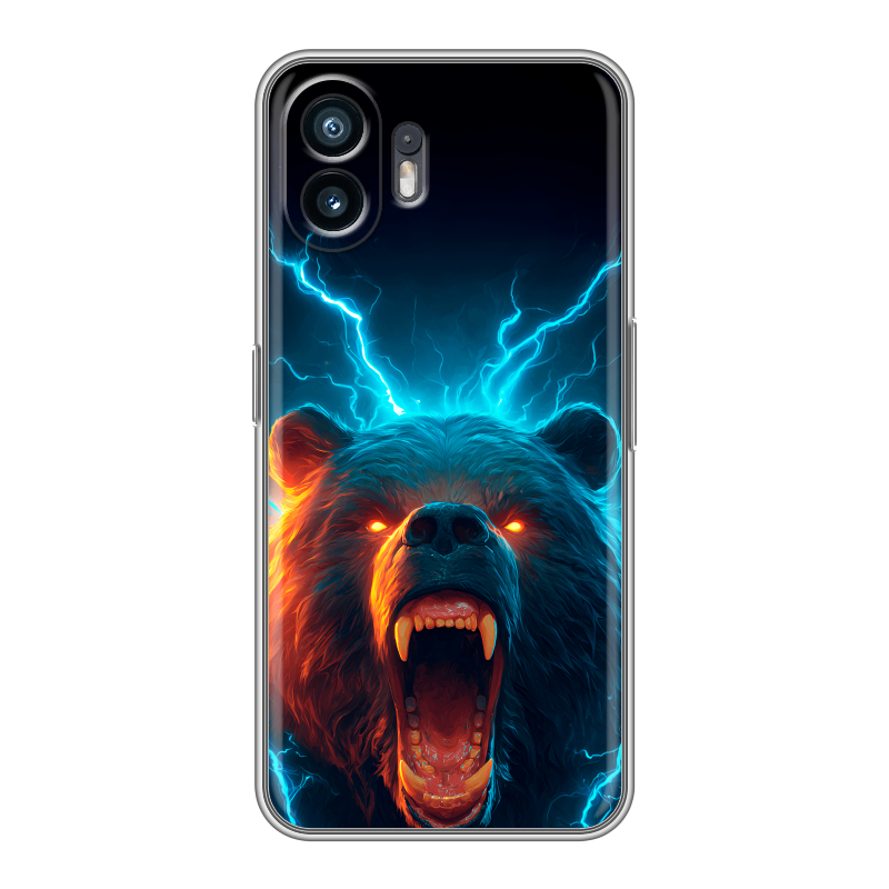 Силиконовый противоударный чехол на Nothing Phone (2) с принтом Медведь Силиконовый противоударный чехол на Nothing Phone (2) с принтом Медведь
