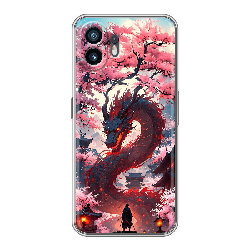Силиконовый чехол на Nothing Phone (2) с принтом Дракон Японский Силиконовый чехол на Nothing Phone (2) с принтом Дракон Японский