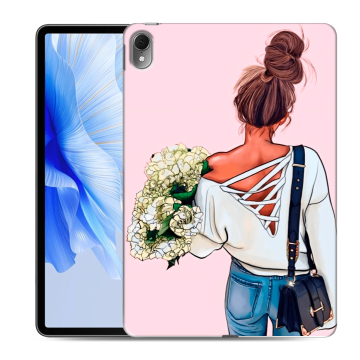 Силиконовый чехол на планшета Huawei MatePad Air с принтом Девушка и букет Силиконовый чехол на планшета Huawei MatePad Air с принтом Девушка и букет