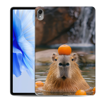 Силиконовый чехол на Huawei MatePad Air с принтом Капибара с апельсином