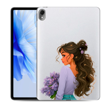 Силиконовый чехол на Huawei MatePad Air с принтом девушка цветы