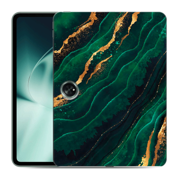 Силиконовый чехол на планшета OnePlus Pad с принтом Мрамор зеленое золото