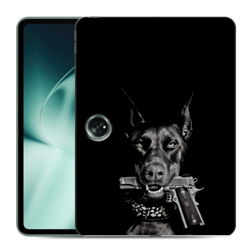 Силиконовый чехол на планшета OnePlus Pad с принтом Доберман и пистолет