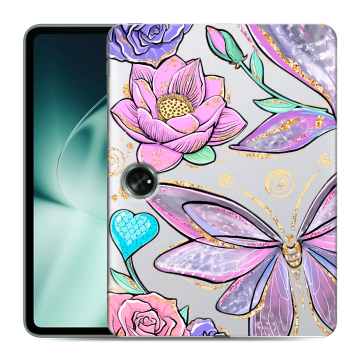 Силиконовый чехол на OnePlus Pad с принтом Бабочки и цветы Силиконовый чехол на OnePlus Pad с принтом Бабочки и цветы