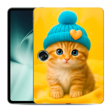 Силиконовый чехол на OnePlus Pad с принтом Котенок в шапке Силиконовый чехол на OnePlus Pad с принтом Котенок в шапке