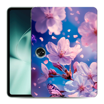 Силиконовый чехол на OnePlus Pad с принтом цветы бабочки Силиконовый чехол на OnePlus Pad с принтом цветы бабочки