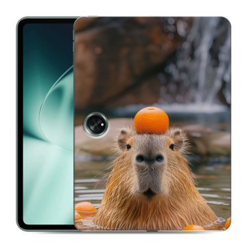 Силиконовый чехол на OnePlus Pad с принтом Капибара с апельсином Силиконовый чехол на OnePlus Pad с принтом Капибара с апельсином