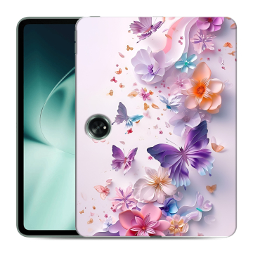 Силиконовый чехол на OnePlus Pad с принтом цветы бабочки Силиконовый чехол на OnePlus Pad с принтом цветы бабочки