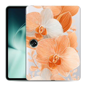 Силиконовый чехол на OnePlus Pad с принтом Бежевые цветы