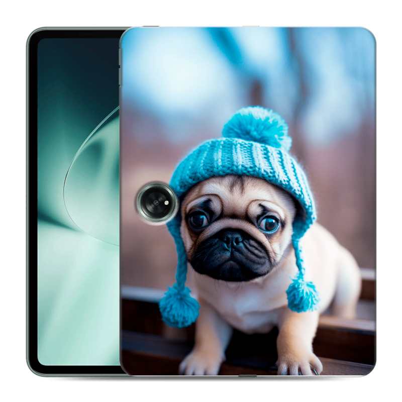 Силиконовый чехол на планшета OnePlus Pad с принтом Мопс в шапке Силиконовый чехол на планшета OnePlus Pad с принтом Мопс в шапке