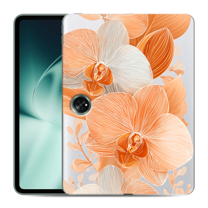 Силиконовый чехол на OnePlus Pad с принтом Бежевые цветы Силиконовый чехол на OnePlus Pad с принтом Бежевые цветы