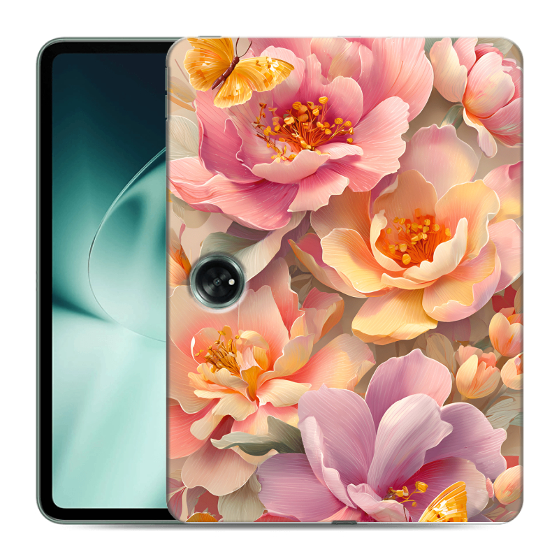 Силиконовый чехол на OnePlus Pad с принтом Цветы и бабочки Силиконовый чехол на OnePlus Pad с принтом Цветы и бабочки