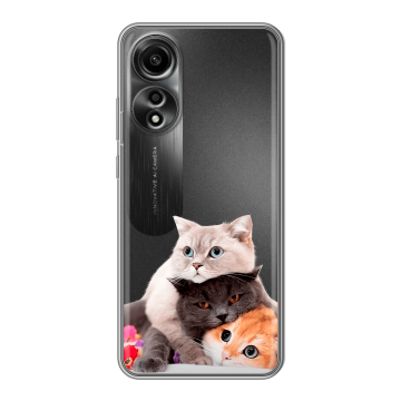 Силиконовый чехол на OPPO A78 4G с принтом Кошки Силиконовый чехол на OPPO A78 4G с принтом Кошки