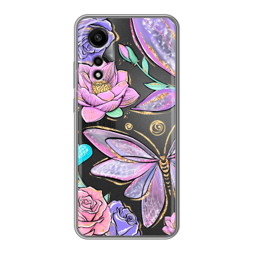 Силиконовый чехол на OPPO A78 4G с принтом Бабочки и цветы Силиконовый чехол на OPPO A78 4G с принтом Бабочки и цветы