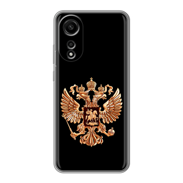 Силиконовый чехол на OPPO A78 4G с принтом Герб России золотой Силиконовый чехол на OPPO A78 4G с принтом Герб России золотой