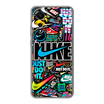 Силиконовый чехол на OPPO A78 4G с принтом найк nike черный Силиконовый чехол на OPPO A78 4G с принтом найк nike черный