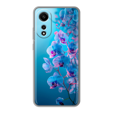 Силиконовый чехол на OPPO A78 4G с принтом голубые орхидеи Силиконовый чехол на OPPO A78 4G с принтом голубые орхидеи