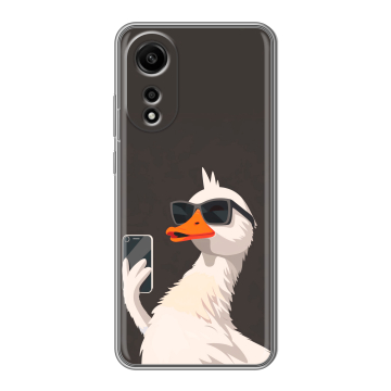 Силиконовый чехол на OPPO A78 4G с принтом утка в очках Силиконовый чехол на OPPO A78 4G с принтом утка в очках