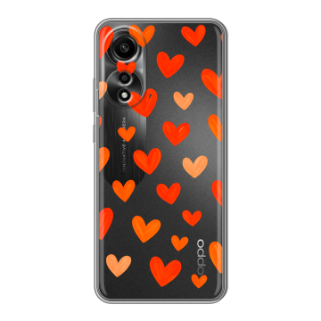 Силиконовый чехол на OPPO A78 4G с принтом Сердечки Силиконовый чехол на OPPO A78 4G с принтом Сердечки