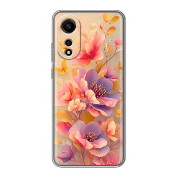 Силиконовый чехол на OPPO A78 4G с принтом Цветы и бабочки