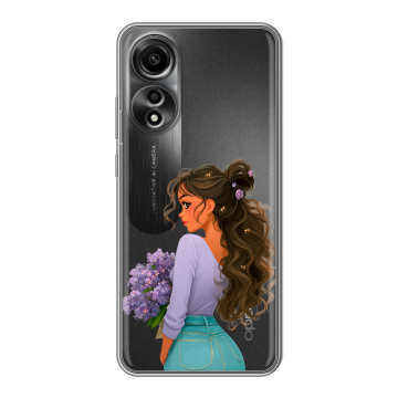 Силиконовый чехол на OPPO A78 4G с принтом девушка цветы