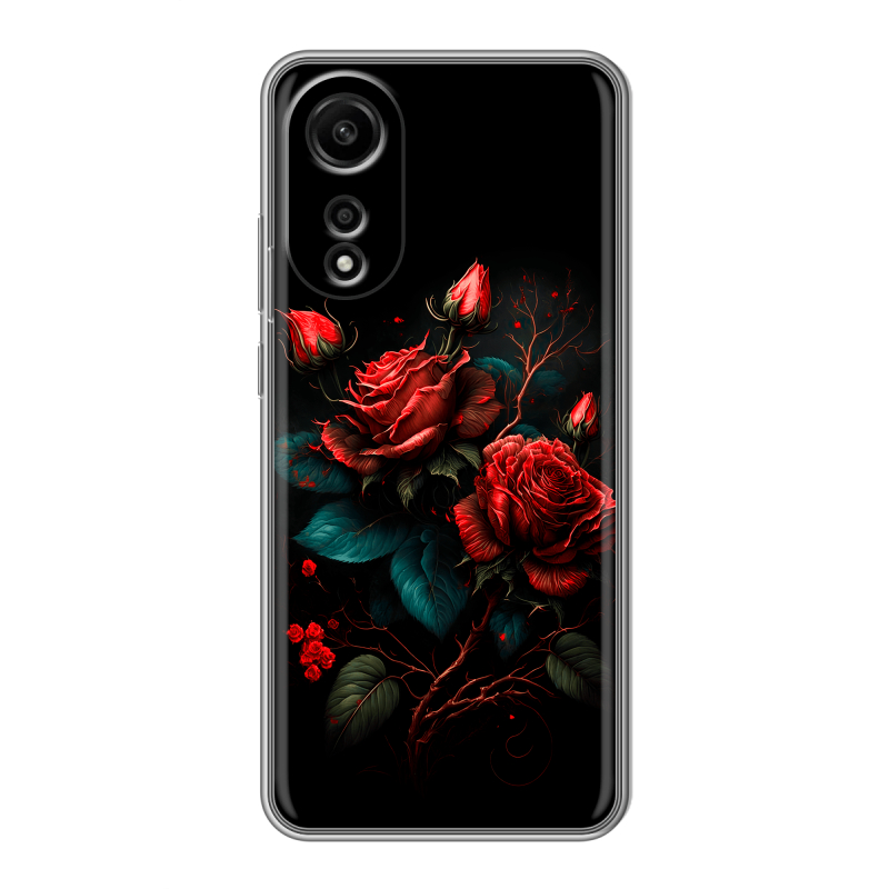 Силиконовый чехол на OPPO A78 4G с принтом Розы красные Силиконовый чехол на OPPO A78 4G с принтом Розы красные