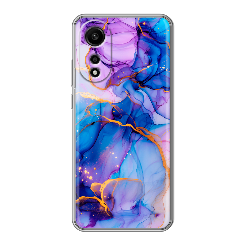Силиконовый чехол на OPPO A78 4G с принтом синий мрамор Силиконовый чехол на OPPO A78 4G с принтом синий мрамор