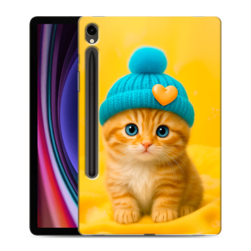 Силиконовый чехол на Samsung Galaxy Tab S9 с принтом Котенок в шапке