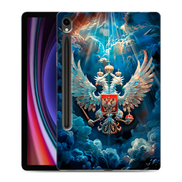 Силиконовый чехол на Samsung Galaxy Tab S9 с принтом Герб флаг России
