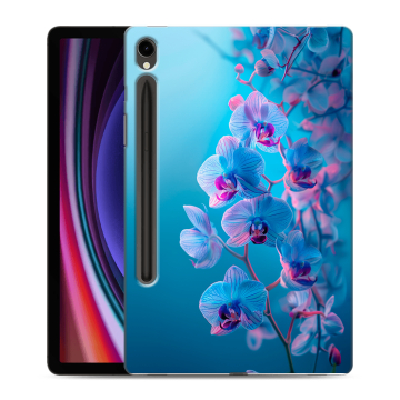 Силиконовый чехол на Samsung Galaxy Tab S9 с принтом голубые орхидеи