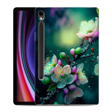 Силиконовый чехол на Samsung Galaxy Tab S9 с принтом Цветы и мрамор Силиконовый чехол на Samsung Galaxy Tab S9 с принтом Цветы и мрамор