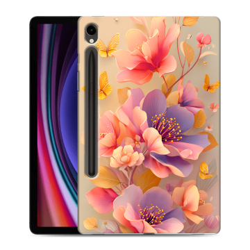 Силиконовый чехол на Samsung Galaxy Tab S9 с принтом Цветы и бабочки