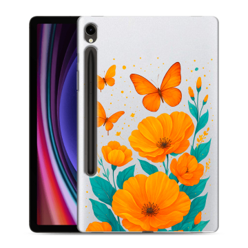 Силиконовый чехол на Samsung Galaxy Tab S9 с принтом цветы бабочки