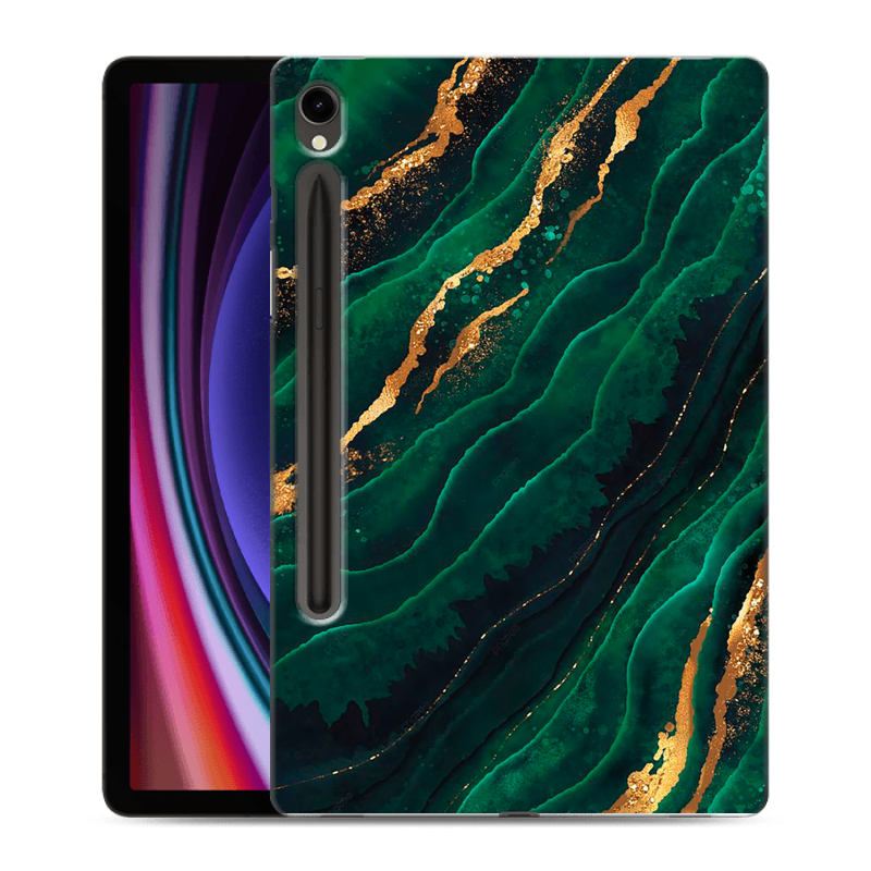 Силиконовый чехол на Samsung Galaxy Tab S9 с принтом Мрамор зеленое золото Силиконовый чехол на Samsung Galaxy Tab S9 с принтом Мрамор зеленое золото
