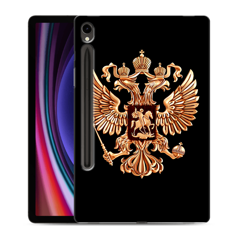 Силиконовый чехол на Samsung Galaxy Tab S9 с принтом Герб России золотой Силиконовый чехол на Samsung Galaxy Tab S9 с принтом Герб России золотой